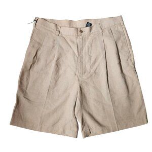Jos A Bank 100% Linen Men Shorts SZ 38 Travelers Pleated Khaki Preppy Summer NEW